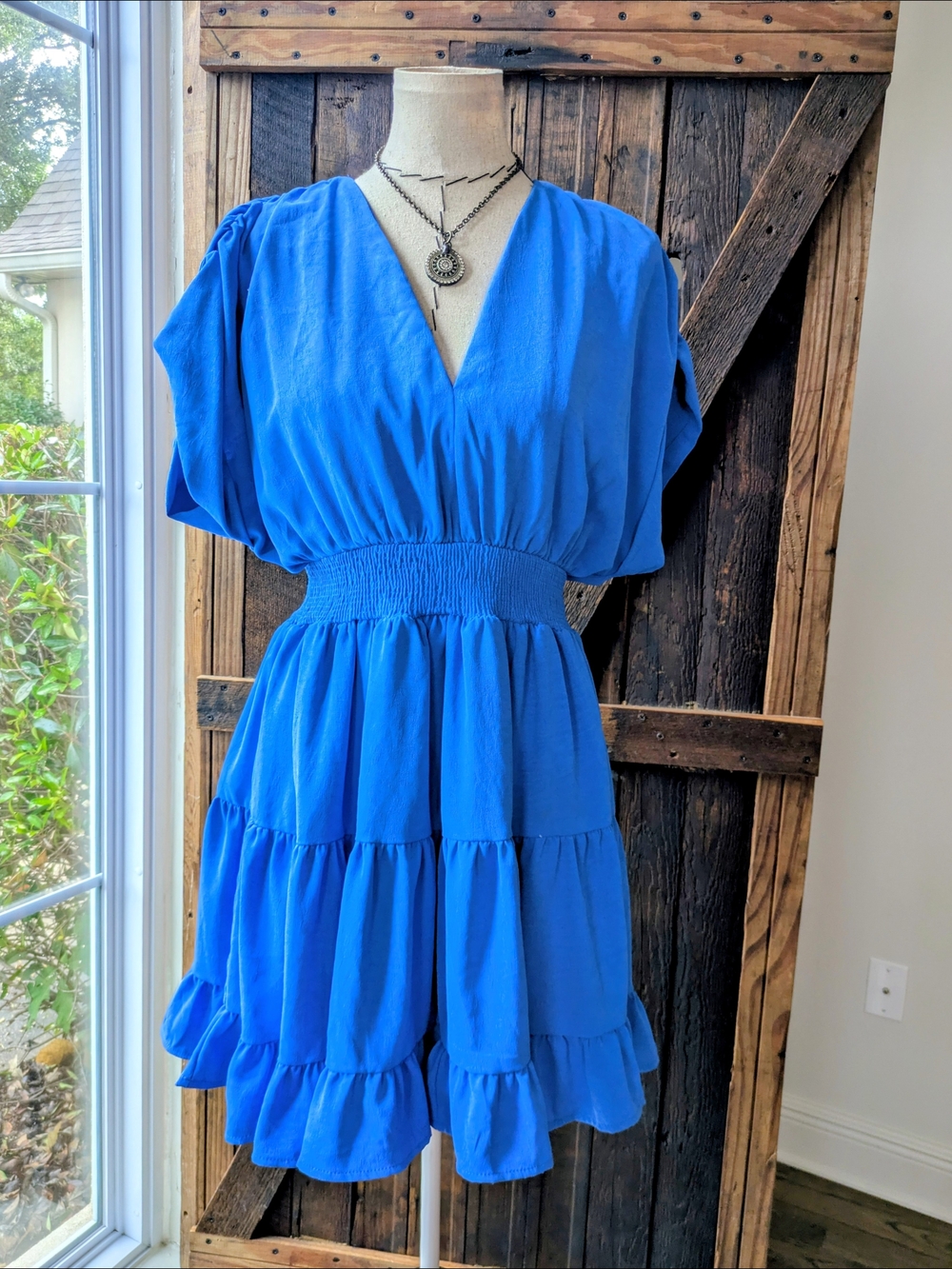 entro Royal Blue Tiered Mini Dress